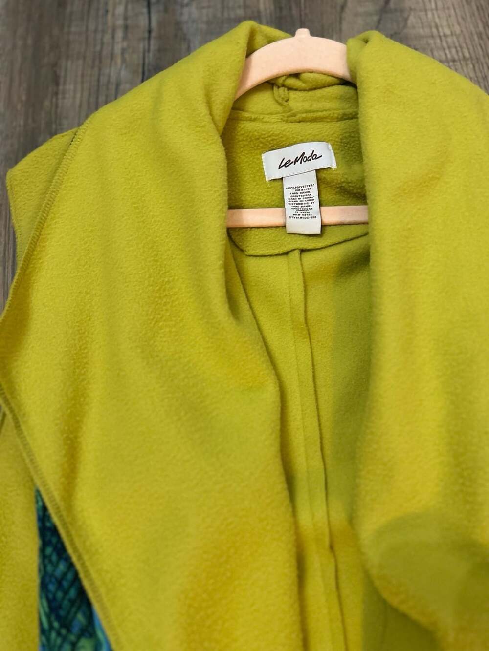 Le Moda lime green Fleece Open Front Vest - Picture 3 of 6